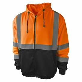Radians SJ01B-3ZOS Type R Class 3 Color Blocked Hooded Sweatshirt - Orange/Black