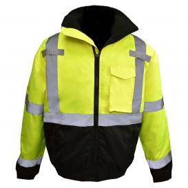 Set of 2 Small, Lime Waterproof Troy Safety Workwear WJ9012 Mens ANSI Class 3 High Visibility Bomber Safety Jacket