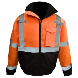 Radians SJ11QB-3ZOS Type R Class 3 Weatherproof Bomber Jacket with Quilted Built-In Liner - Orange/Black