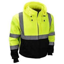 Radians SJ32-3ZGS Type R Class 3 Color Blocked Hooded Sweatshirt with Removable Hood - Yellow/Black