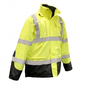 Radians SJ410B-3ZGS Type R Class 3 Three-In-One Weatherproof Parka - Yellow/Lime