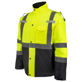 Radians SJ411QB-3ZGS Type R Class 3 Black Bottom Quilted Parka - Yellow/Lime