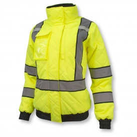 Radians SJ930-3 Type R Class 3 Women\'s Quilted Bomber Jacket - Yellow/Lime