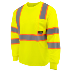 Radians ST41-3PGS Type R Class 3 Mesh Long Sleeve Safety Shirt with Contrast Trim - Yellow/Lime
