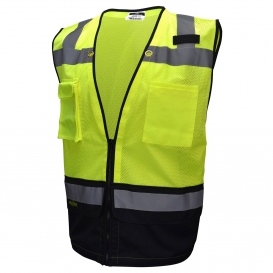 Radians SV59B-2ZGM Type R Class 2 Heavy Duty Black Bottom Surveyor Safety Vest - Yellow/Lime