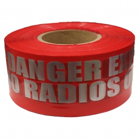 Danger Explosives No Radios or Phones Barricade Tape 3x1000 ft Roll - 3 Mil Thick