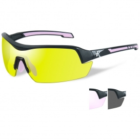 Remington RE203 Ladies Shooting Glasses Kit - Black/Pink Frame - Three Interchangeable Lenses