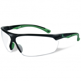 Remington RE501 Shooting/Safety Glasses - Black/Green Frame - Clear Lens