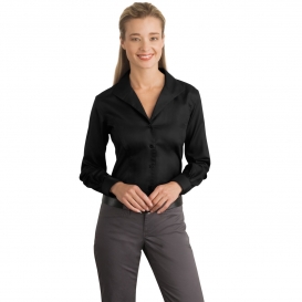 Red House RH48 Ladies Herringbone Non-Iron Button-Down Shirt - Black