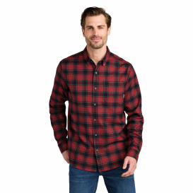 Eddie Bauer EB610 Long Sleeve Favorite Flannel Plaid Shirt - Red Highland Plaid