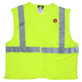 MCR Safety FRMCL2ML Type R Class 2 Mesh Modacrylic FR Safety Vest - Yellow/Lime