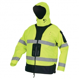 MCR Safety UT38JH UltraTech Breathable Polyester/PU Type R Class 3 Black Bottom Rain Jacket - Yellow/Lime