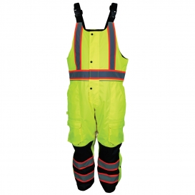 River City VT38BP Vortex Class E Insulated Rip Stop Polyester/PU Two-Tone Black Bottom Bib Pants - Yellow/Lime