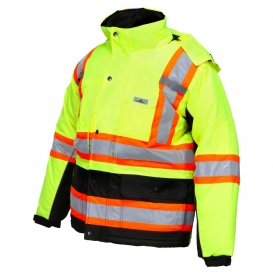 MCR Safety VT38JH Type R Class 3 Insulated Polyester/PU Two-Tone X-Back Rain Jacket