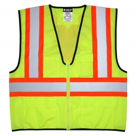 MCR Safety VWCCS2L Type R Class 2 Economy X-Back Mesh Safety Vest - Yellow/Lime