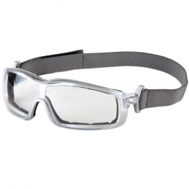 Crews Rattler Safety Glasses/Goggles - Silver Frame - Clear Anti-Fog Lens