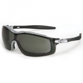 Crews Rattler Safety Glasses/Goggles - Silver Frame - Gray Anti-Fog Lens