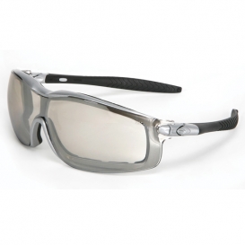 Crews Rattler Safety Glasses - Silver Frame - Indoor/Outdoor Anti-Fog Mirror Lens