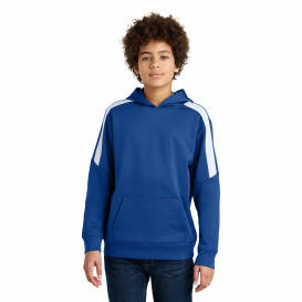 Sport-Tek YST255 Youth Sport-Wick Fleece United Pullover Hoodie - True Royal/White