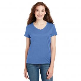 Hanes S04V Ladies Nano-T Cotton V-Neck T-Shirt - Vintage Blue