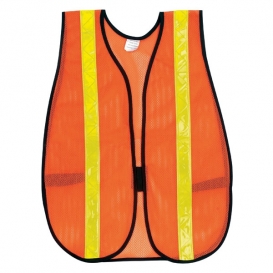 River City S221R Non ANSI Hi-Gloss Lime Reflective Stripes Mesh Safety Vest - Orange