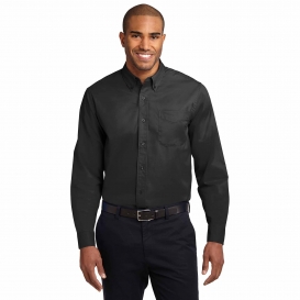 Port Authority S608 Long Sleeve Easy Care Shirt - Black/Light Stone