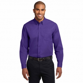 Port Authority S608 Long Sleeve Easy Care Shirt - Purple/Light Stone