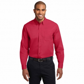 Port Authority S608 Long Sleeve Easy Care Shirt - Red/Light Stone
