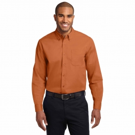 Port Authority S608 Long Sleeve Easy Care Shirt - Texas Orange/Light Stone