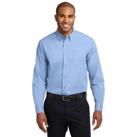 Port Authority S608ES Extended Size Long Sleeve Easy Care Shirt - Light Blue/Light Stone