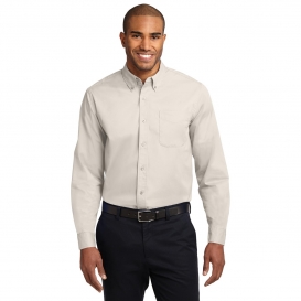 Port Authority S608ES Extended Size Long Sleeve Easy Care Shirt - Light Stone/Classic Navy