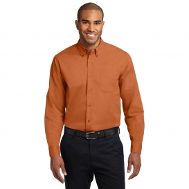 Port Authority S608ES Extended Size Long Sleeve Easy Care Shirt - Texas Orange/Light Stone