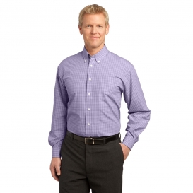 Port Authority S639 Plaid Pattern Easy Care Shirt - Purple