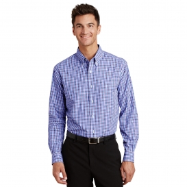 Port Authority S654 Long Sleeve Gingham Easy Care Shirt - Blue/Purple