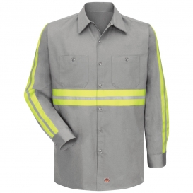 Red Kap SC30 Enhanced Visibility Long Sleeve Cotton Work Shirt - Grey