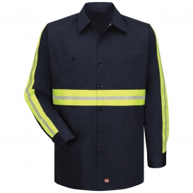 Red Kap SC30 Enhanced Visibility Long Sleeve Cotton Work Shirt - Navy