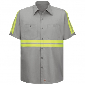 Red Kap SC40 Enhanced Visibility Short Sleeve Cotton Work Shirt - Grey