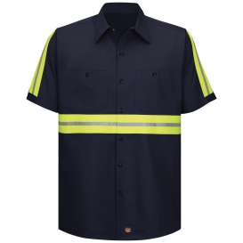 Red Kap SC40 Enhanced Visibility Short Sleeve Cotton Work Shirt - Navy
