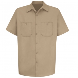 Red Kap SC40 Men\'s Wrinkle Resistant Cotton Work Shirt - Short Sleeve - Khaki