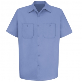 Red Kap SC40 Men\'s Wrinkle Resistant Cotton Work Shirt - Short Sleeve - Light Blue