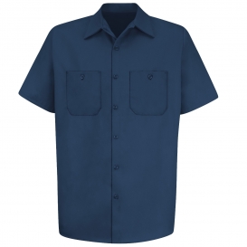 Red Kap SC40 Men\'s Wrinkle Resistant Cotton Work Shirt - Short Sleeve - Navy
