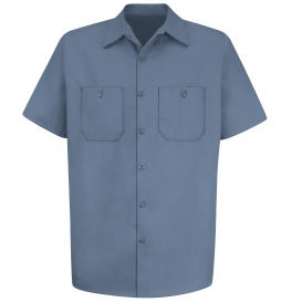 Red Kap SC40 Men\'s Wrinkle Resistant Cotton Work Shirt - Short Sleeve - Postman Blue