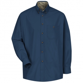 Red Kap SC74 Men\'s Cotton Contrast Dress Shirt - Long Sleeve - Navy/Stone