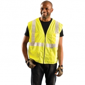 OK-1 SCL Type R Class 2 Premium Mesh/Solid Gloss Vest - Yellow/Lime