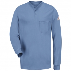 Bulwark FR SEL2 Men\'s Lightweight Long Sleeve Tagless Henley Shirt - EXCEL FR - 6.25oz. - Light Blue