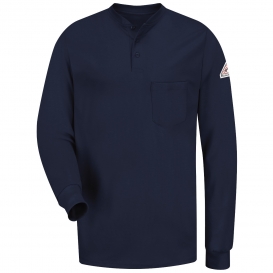 Bulwark FR SEL2 Men\'s Lightweight Long Sleeve Tagless Henley Shirt - EXCEL FR - 6.25 oz. - Navy