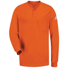 Bulwark FR SEL2 Men\'s Lightweight Long Sleeve Tagless Henley Shirt - EXCEL FR - 6.25oz. - Orange
