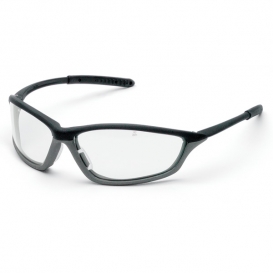 Crews Shock Safety Glasses - Black/Gray Frame - Clear Anti-Fog Lens
