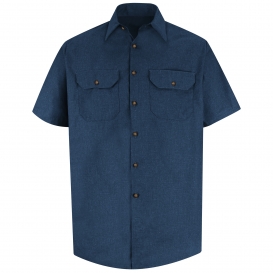 Red Kap SH20 Men\'s Heathered Poplin Uniform Shirt - Short Sleeve - Navy