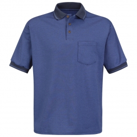 Red Kap SK52 Men\'s Performance Knit Twill Shirt - Short Sleeve - Medium Blue with Navy Trim